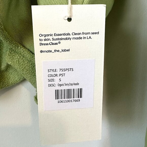 NWT MATE the Label Green Organic Terry Crop Hoodie - Small - Picture 4 of 8
